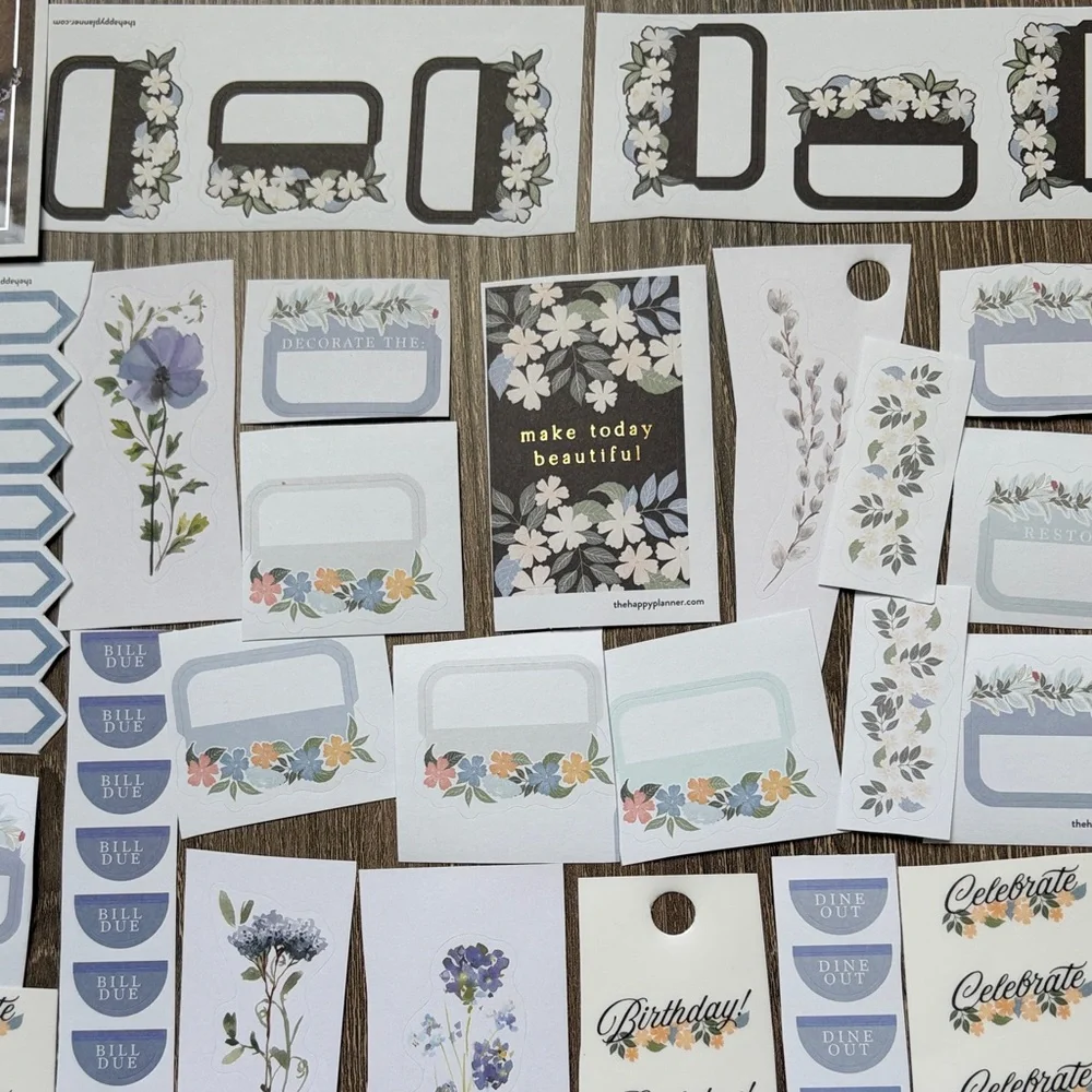 ❤️$5 Blue Hue Florals Not So Mystery Happy Planner Sticker Set
